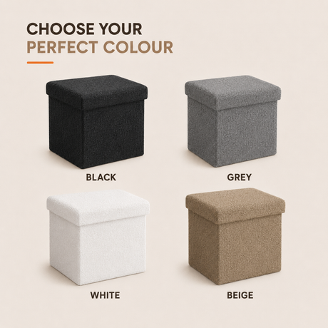 Home Republic Foldable Boucle Storage Ottoman