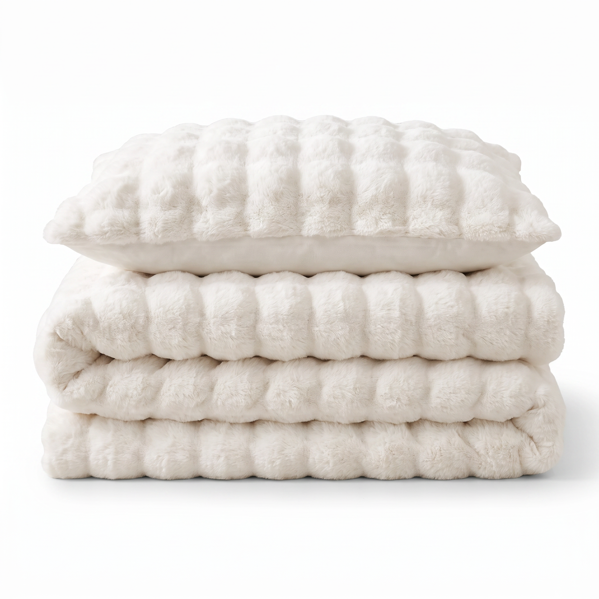 Sweet Dreams Bubble Faux Rabbit Fur Duvet Cover and Pillowcase Set