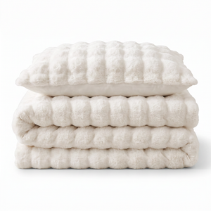 Sweet Dreams Bubble Faux Rabbit Fur Duvet Cover and Pillowcase Set