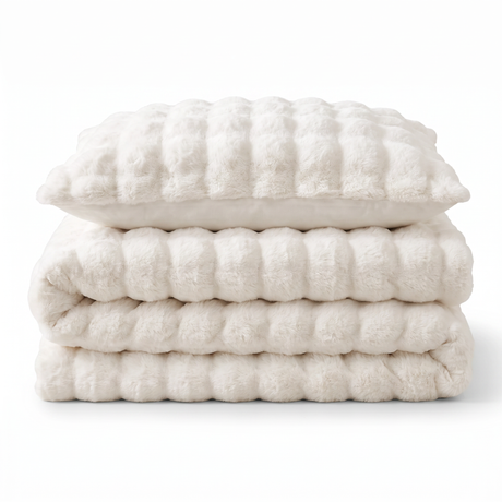 Sweet Dreams Bubble Faux Rabbit Fur Duvet Cover and Pillowcase Set
