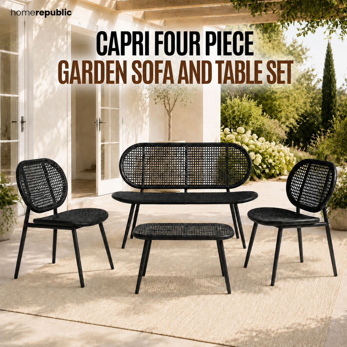 Home Republic Capri 4 Piece Garden Sofa And Tabe Set