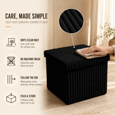 Home Republic Foldable Corduroy Storage Ottoman