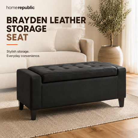 Home Republic Brayden Leather Storage Seat