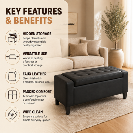 Home Republic Brayden Leather Storage Seat