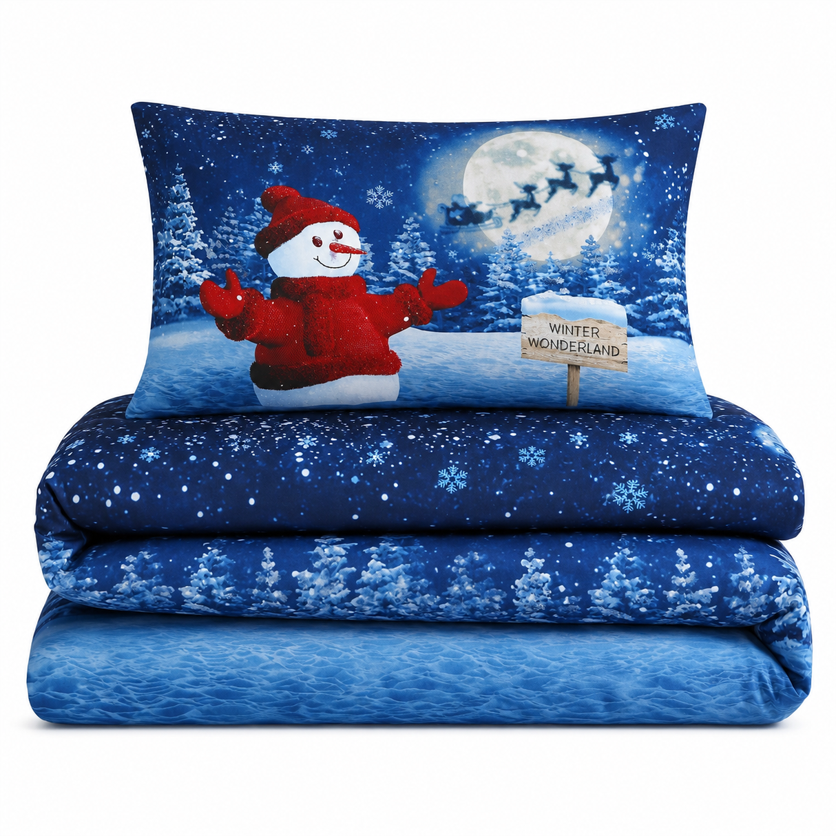 Velosso Glitter Snowman Panel Duvet Cover & Pillowcase Set