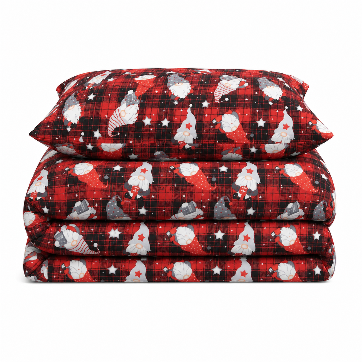 Velosso Gonks Check Flannel Duvet Cover & Pillowcase Set