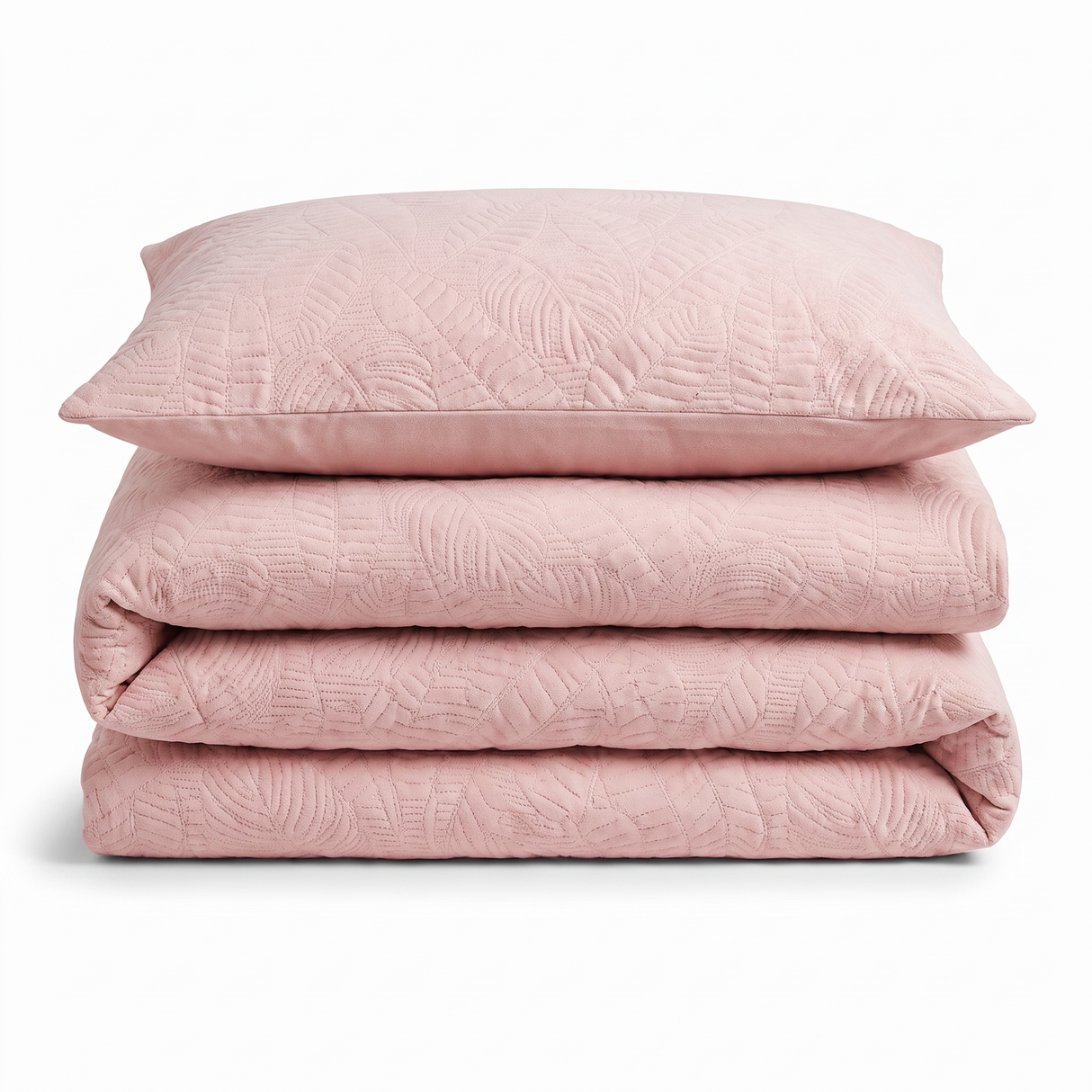 Velosso Savannah Velvet Embossed Leaf Pattern Duvet Cover and Pillowcase Set