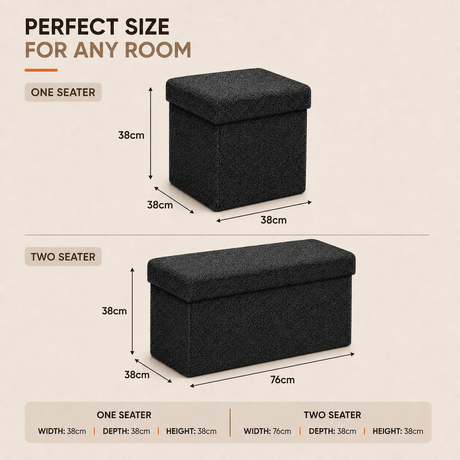 Home Republic Foldable Boucle Storage Ottoman