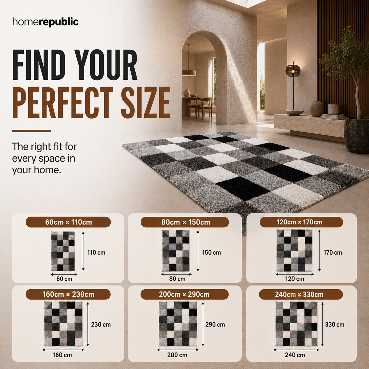 Home Republic Manhattan Blocks Rug Long Pile