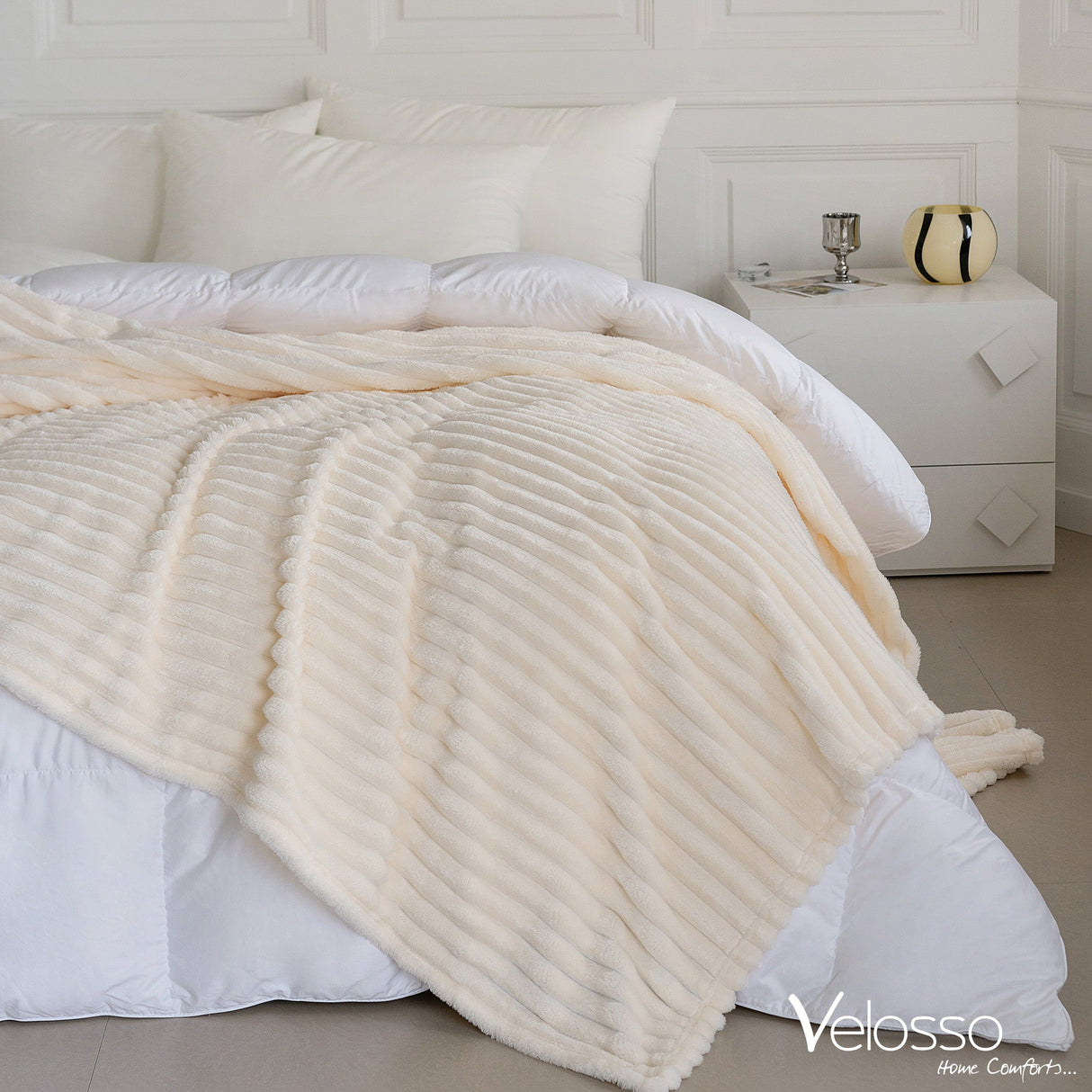 Velosso Super Soft Chunky Cord Blanket Throw