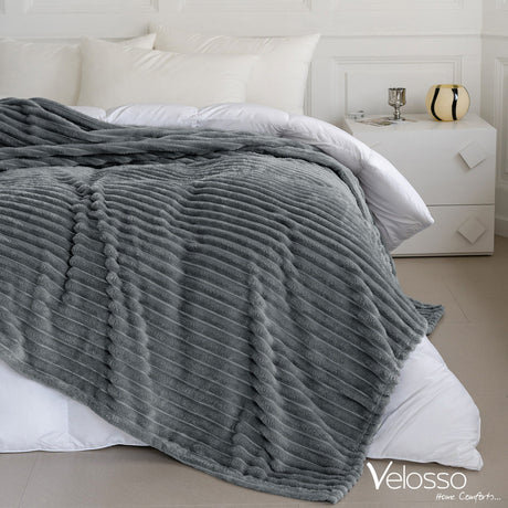 Velosso Super Soft Chunky Cord Blanket Throw