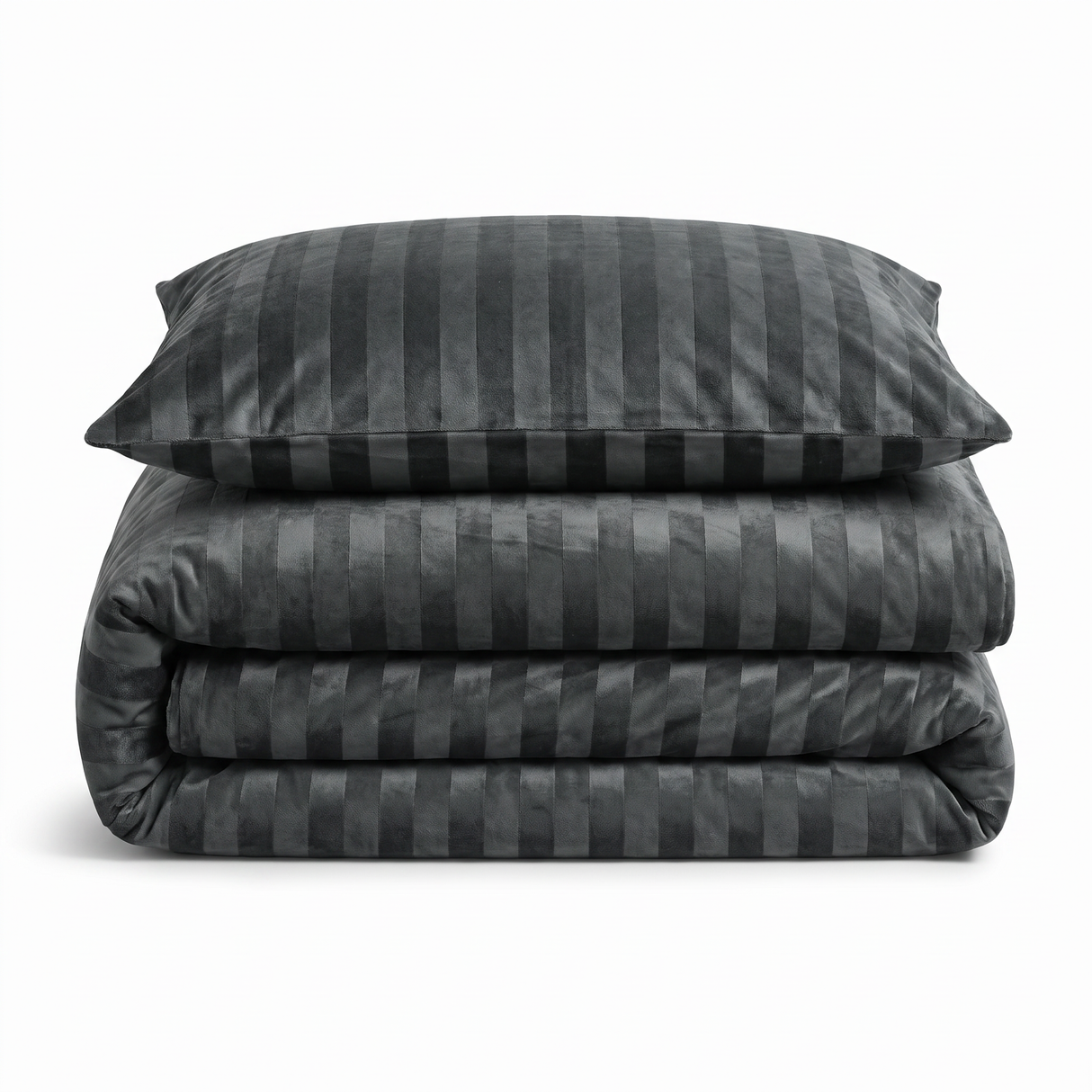 Velosso Oslo Luxury Velvet Stripe Duvet Cover and Pillowcase Set