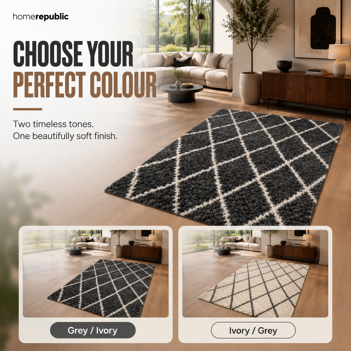 Home Republic Linhas Fluffy Rug Long Pile