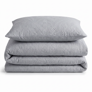 Velosso Savannah Velvet Embossed Leaf Pattern Duvet Cover and Pillowcase Set