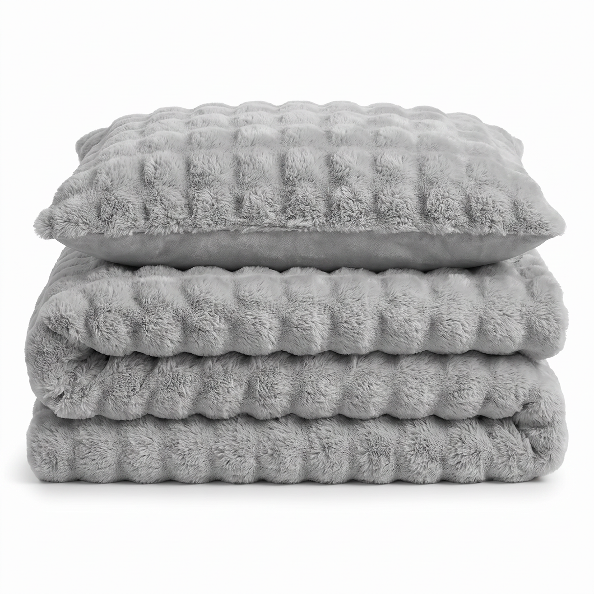 Sweet Dreams Bubble Faux Rabbit Fur Duvet Cover and Pillowcase Set