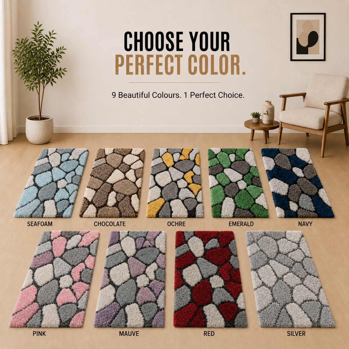 Home Republic Pebbles Shaggy Rug Long Pile