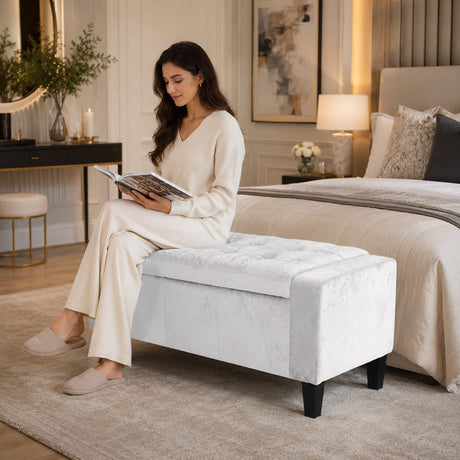 Home Republic Bijou Crushed Velvet Storage Seat