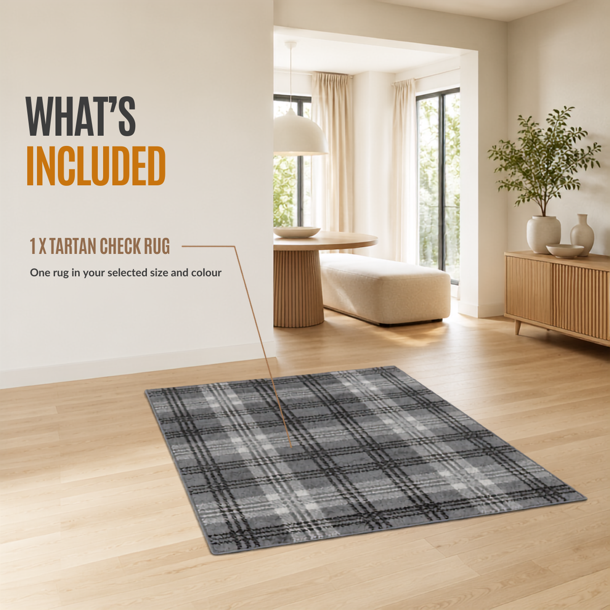 Home Republic Tartan Check Rug Low Pile