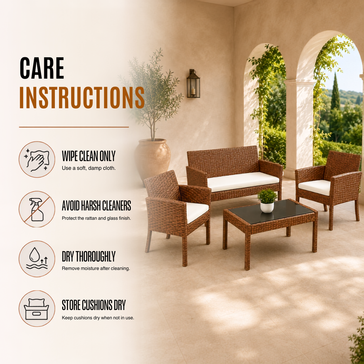 Home Republic Bali 4 Piece Garden Sofa And Table Set