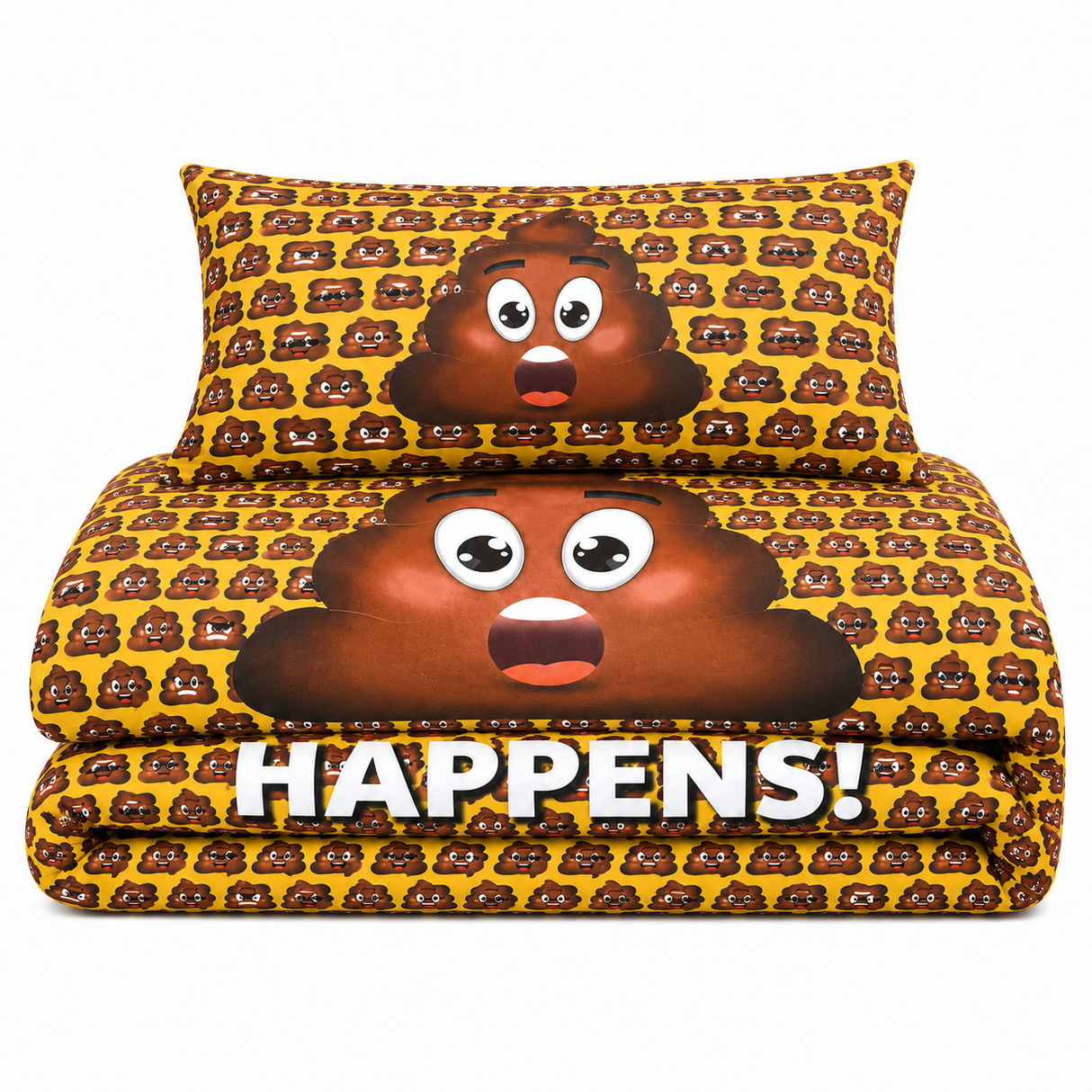 Velosso Poo Emoji Funny Duvet Cover and Pillowcase Set