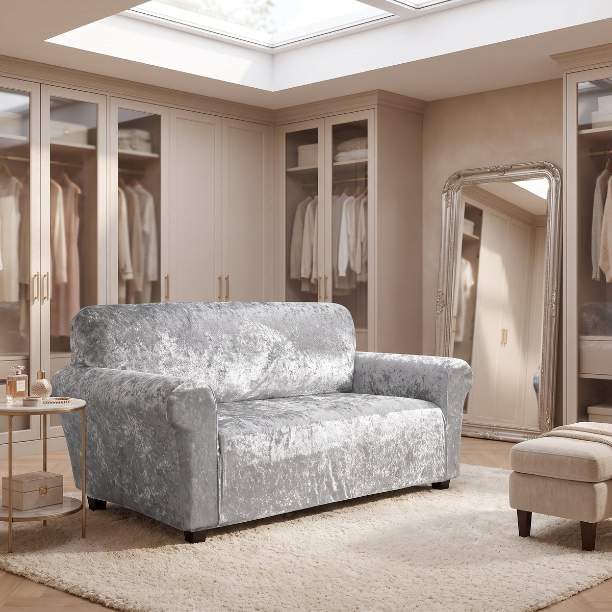 Home Republic Crushed Velvet Stretch Fitted Sofa Cover