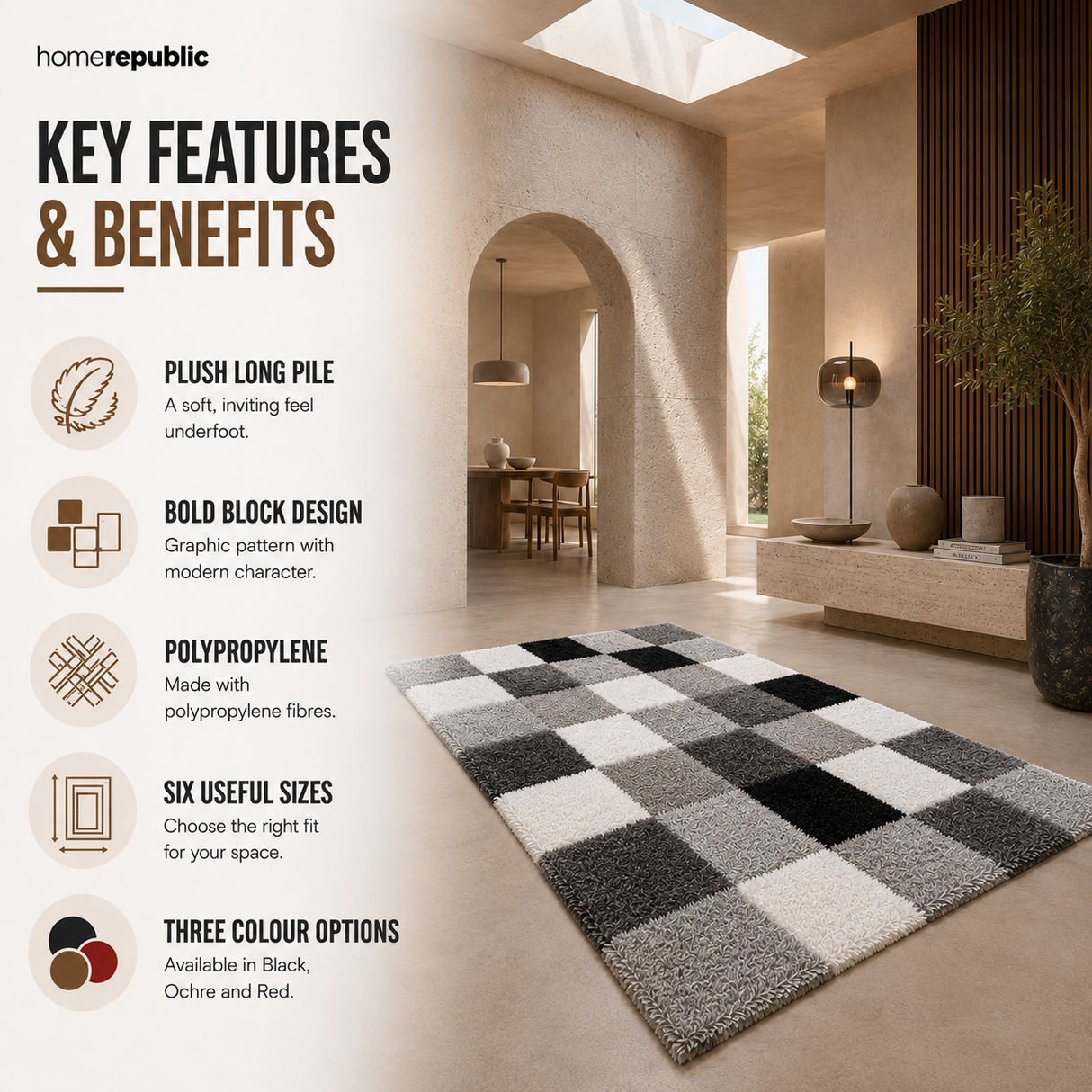 Home Republic Manhattan Blocks Rug Long Pile