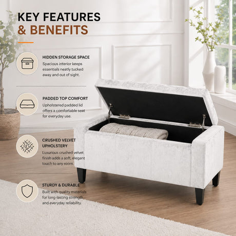 Home Republic Bijou Crushed Velvet Storage Seat