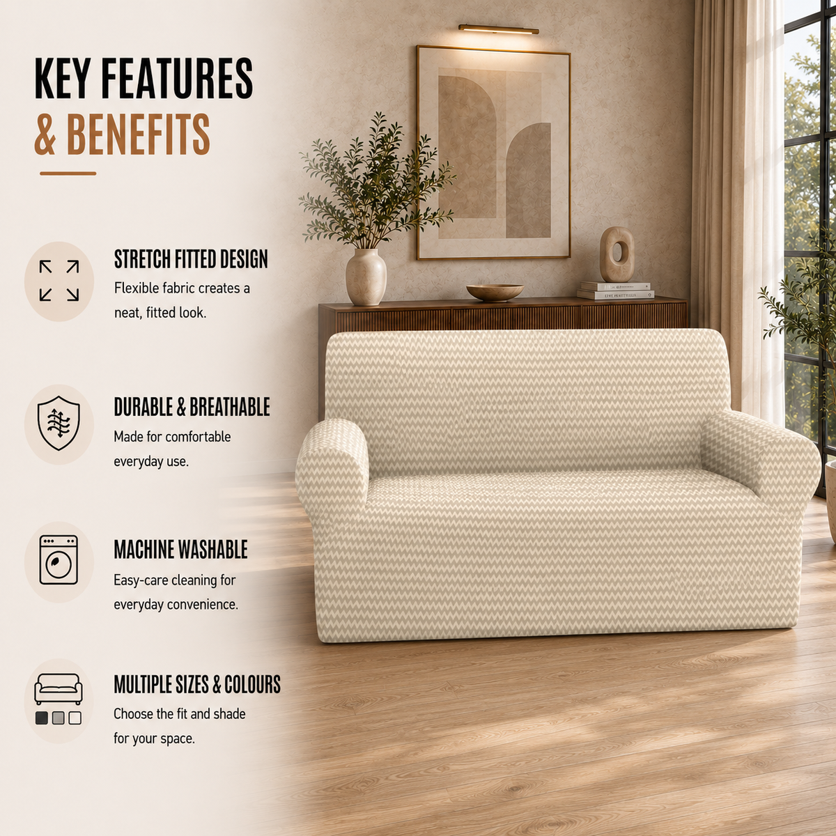Home Republic Esther Stretch Fitted Sofa Cover