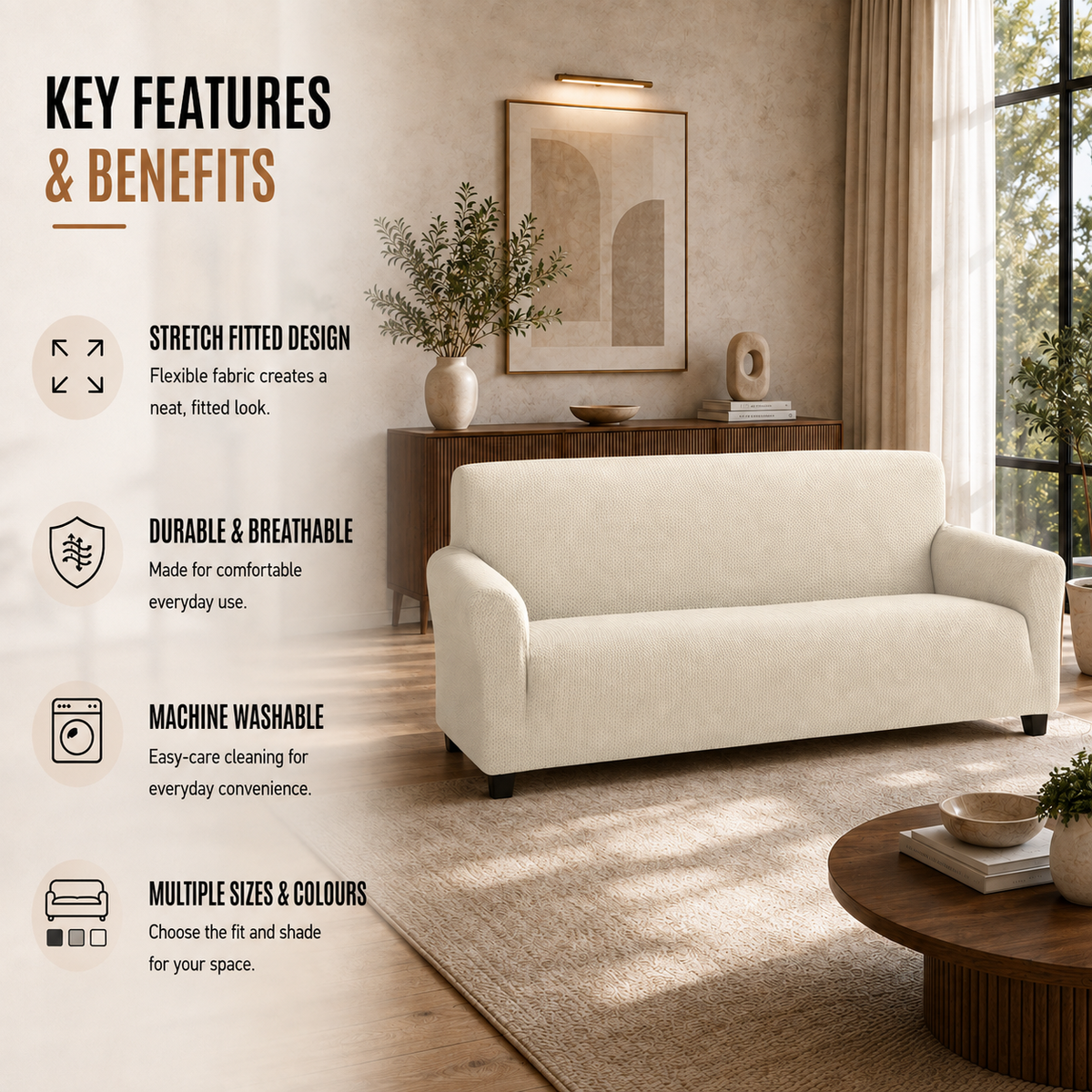 Home Republic Denver Stretch Fitted Sofa Cover