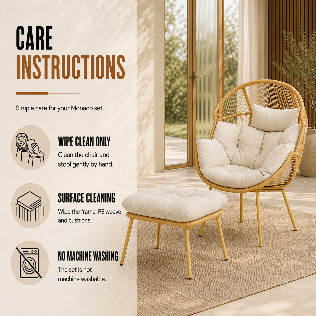 Home Republic Monaco Chair And Stool Set