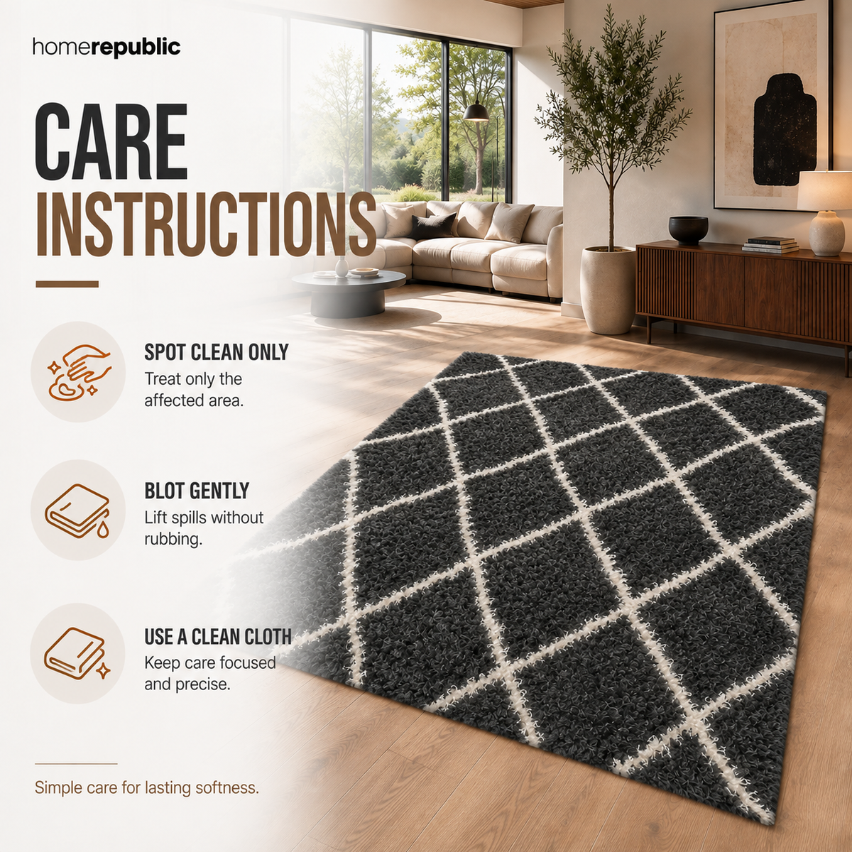Home Republic Linhas Fluffy Rug Long Pile