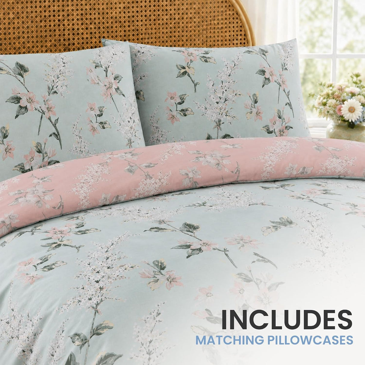 Florelle Sienna Floral Blossoms Duvet Cover and Pillowcase Set