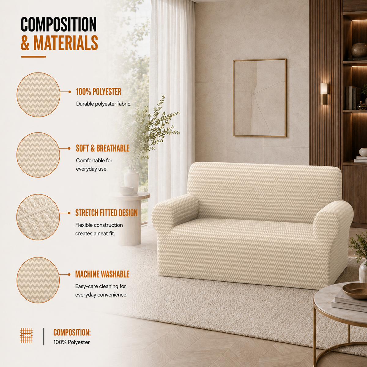 Home Republic Esther Stretch Fitted Sofa Cover