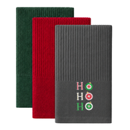 Velosso Xmas Ho Ho Ho 3 Pack Cotton Christmas Embroidered Tea Towels