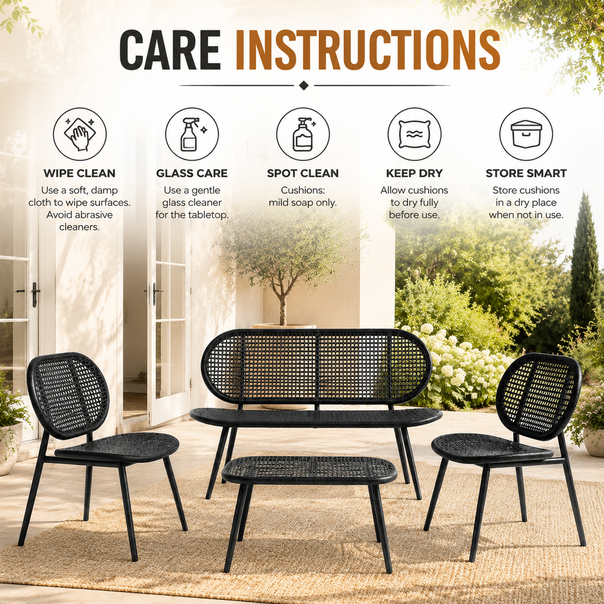Home Republic Capri 4 Piece Garden Sofa And Tabe Set