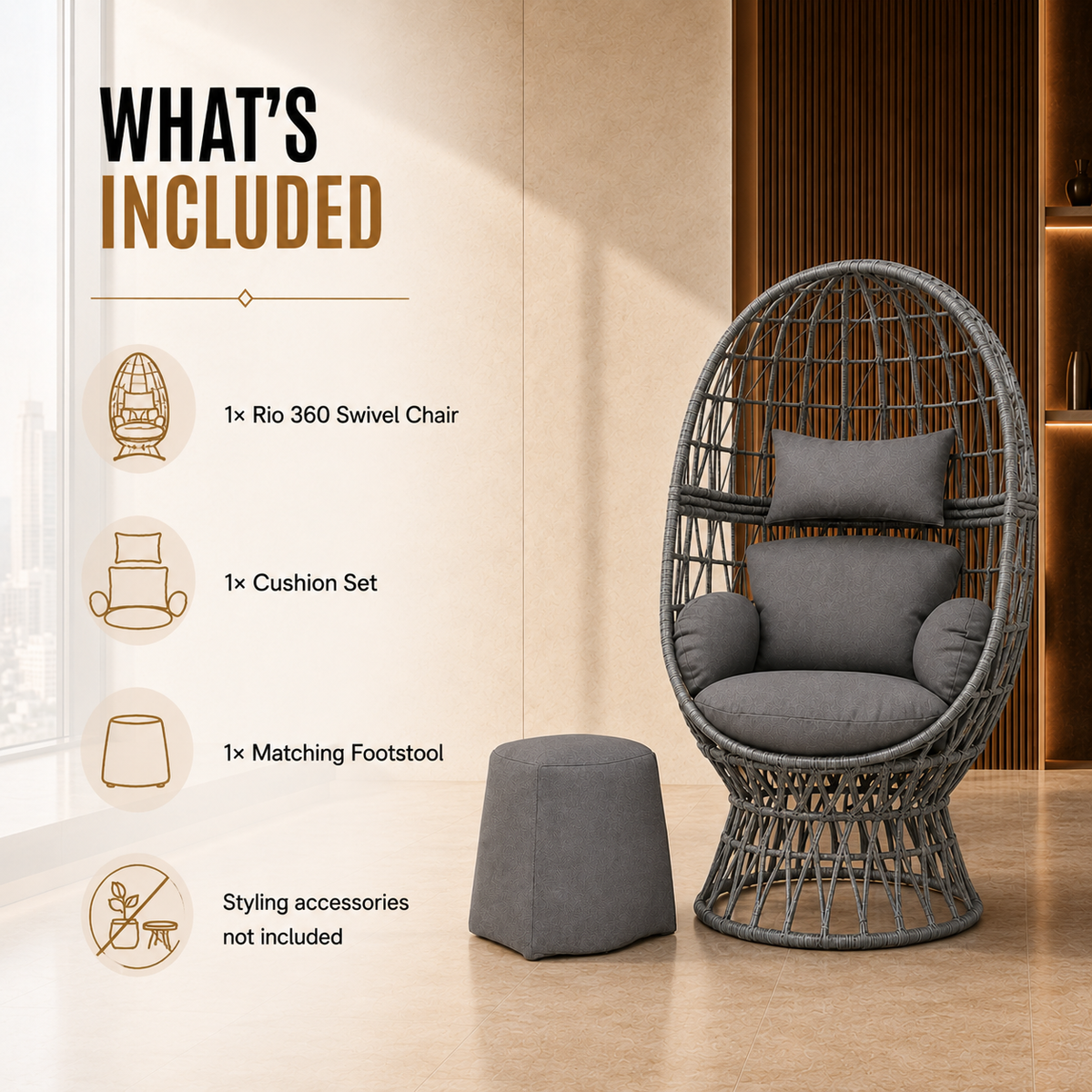 Home Republic Rio 360 Swivel Chair