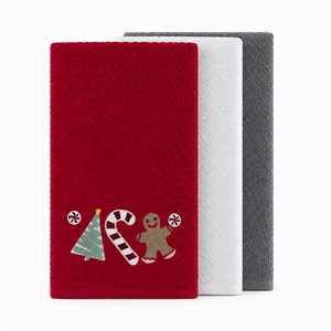 Velosso Sweet Shop 3 Pack Cotton Christmas Embroidered Tea Towels