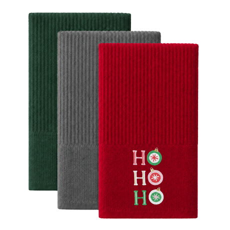 Velosso Xmas Ho Ho Ho 3 Pack Cotton Christmas Embroidered Tea Towels