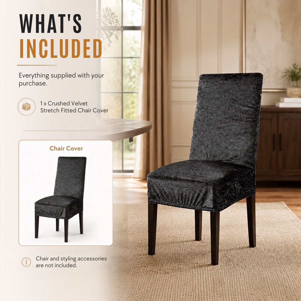 Home Republic Crushed Velvet Stretch Fitted Chair Covers