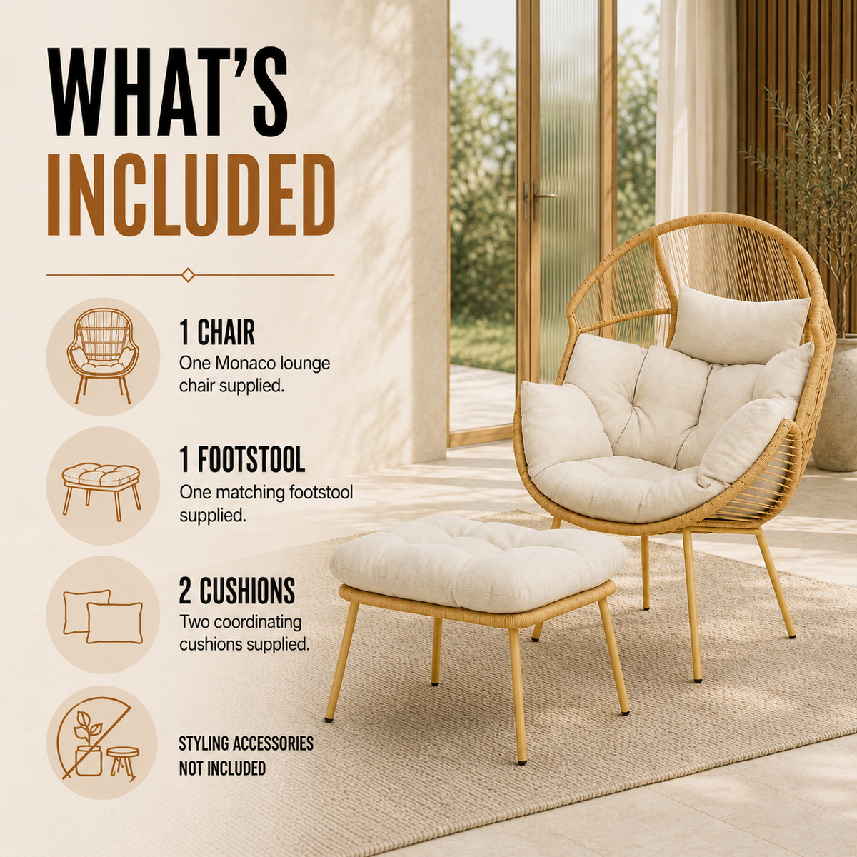 Home Republic Monaco Chair And Stool Set