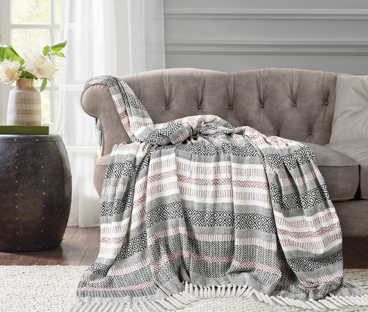 Velosso Aztec Jacquard Throw 100% Cotton