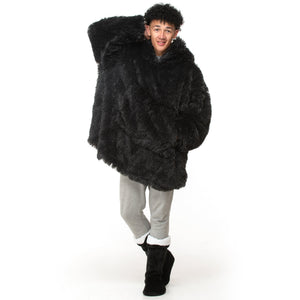 Velosso Shaggy Fur Sherpa Lined Oversized Hoodie Blanket