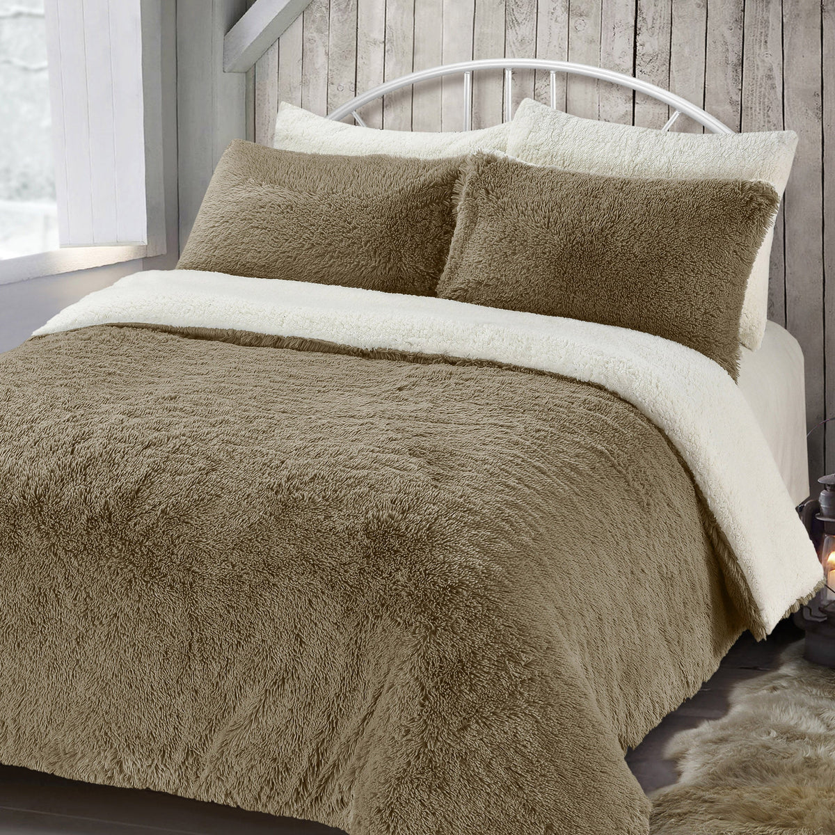 Velosso Alaska Faux Fur Duvet Cover & Pillowcase Set