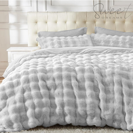 Sweet Dreams Bubble Faux Rabbit Fur Duvet Cover and Pillowcase Set