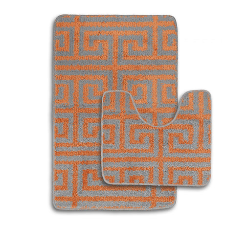Velosso 2 Piece Luxe Greek Key Bath and Pedestal Mat Set