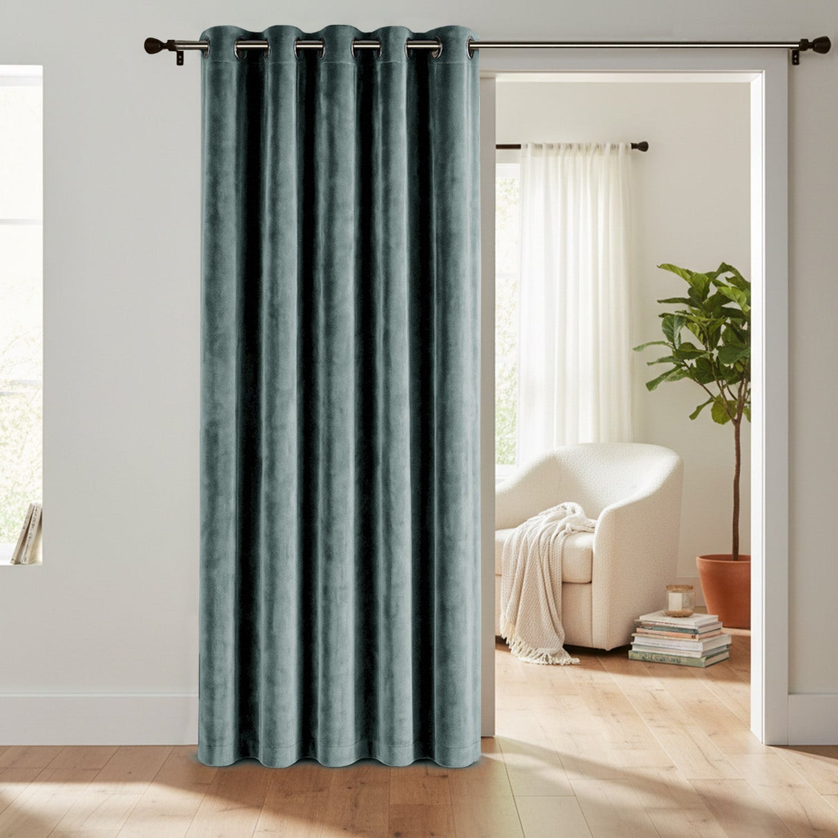Velosso Luna Velvet Ring Top Door Curtain