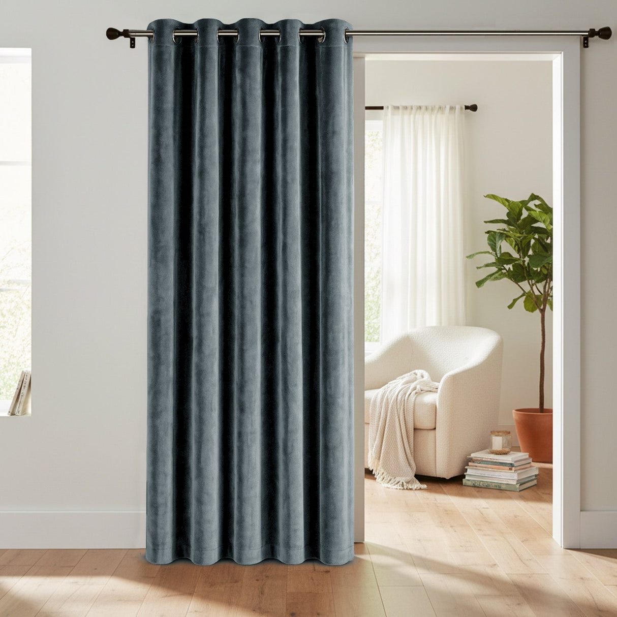 Velosso Luna Velvet Ring Top Door Curtain