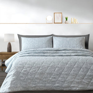 Velosso Ayda Jacquard Floral Quilted Bedspread Set
