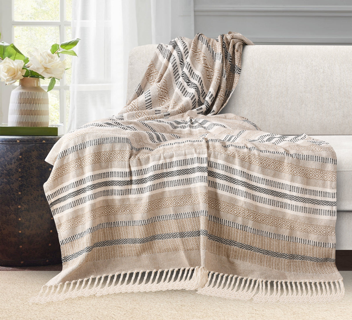 Velosso Aztec Jacquard Throw 100% Cotton