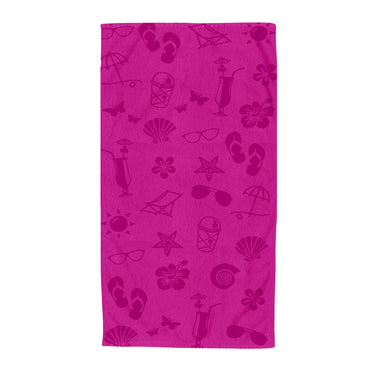 Beach Items Fuchsia Embossed Jacquard Beach Towel